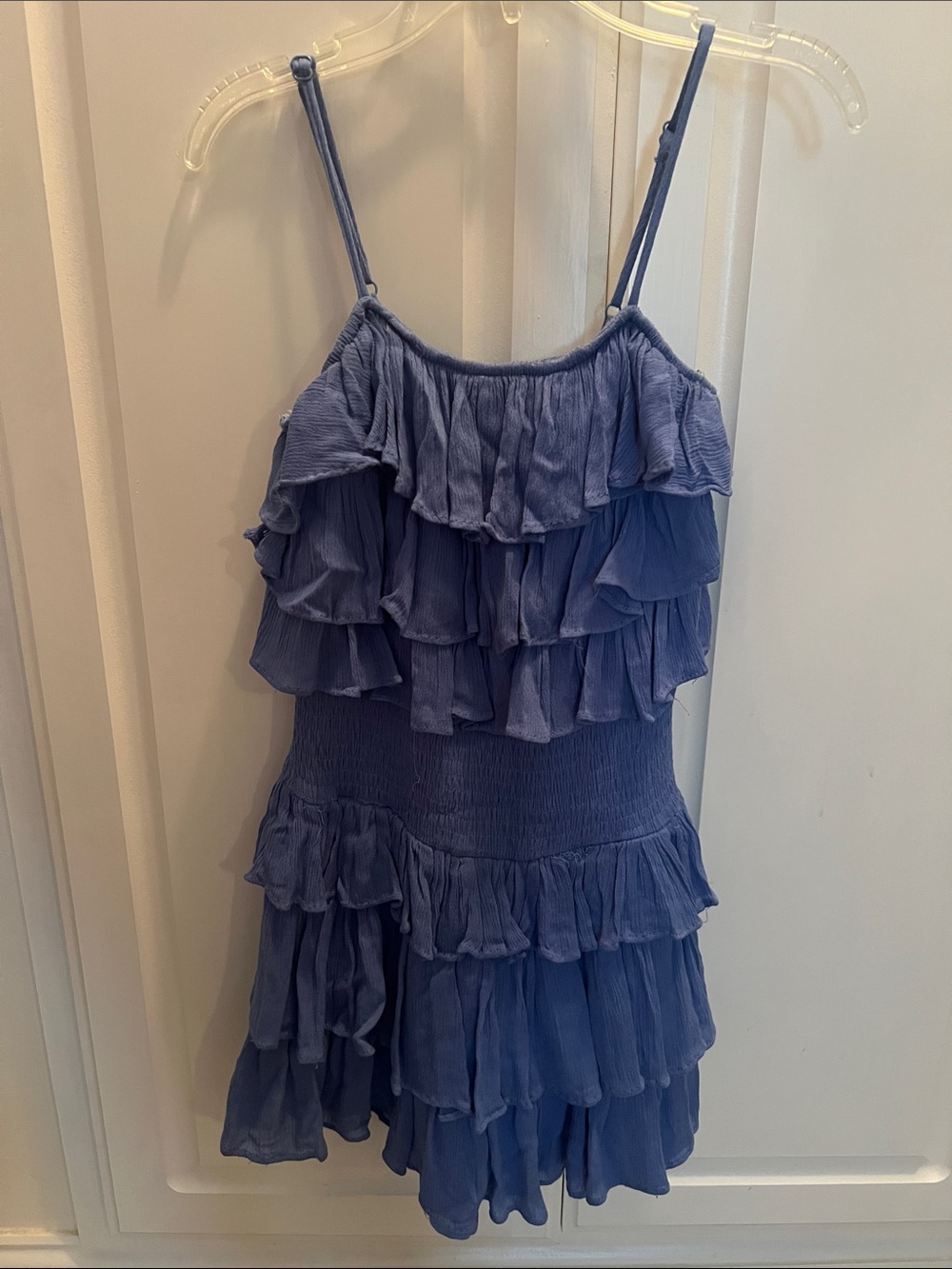Mustard Seed Blue Smocked Ruffle Dress/Romper